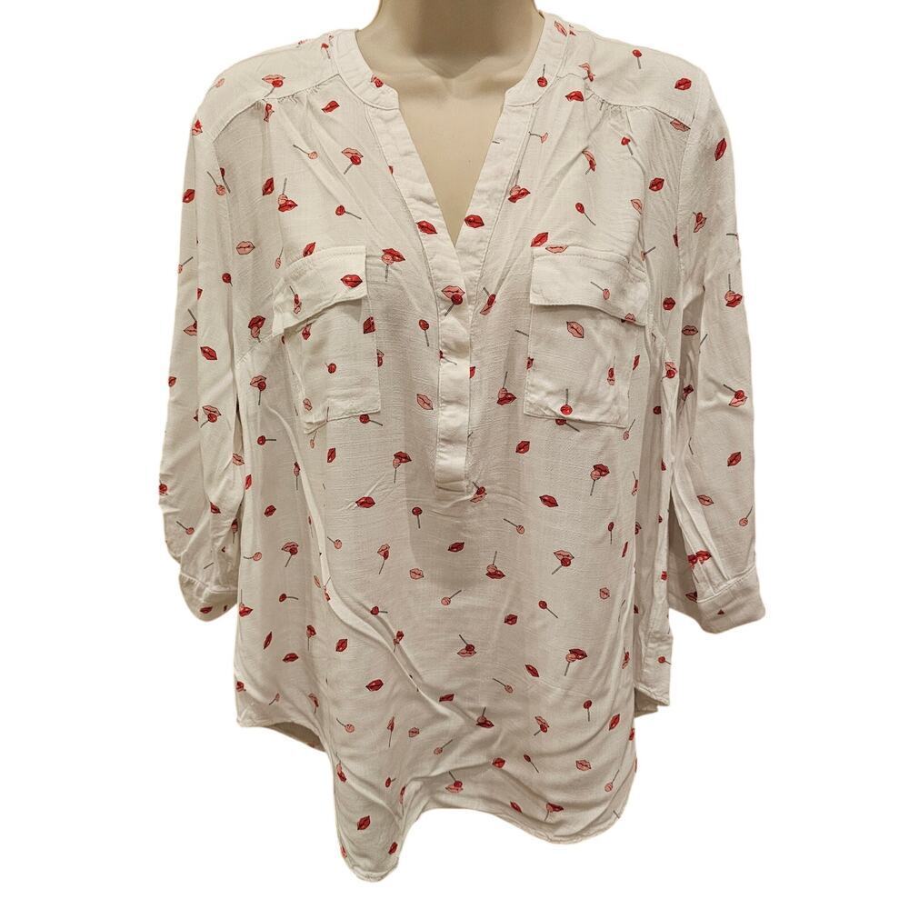 Torrid Harper Rayon Slub Pullover Blouse 3/4 Sleeve 00 Large